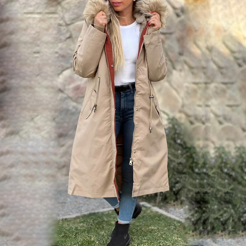 Kurtka zimowa z kapturem i miękkim kołnierzem